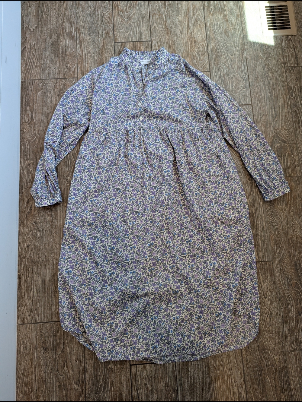 Sonnet James Collette Play Dress 100% Cotton Medium Blue Purple Floral Midi New
